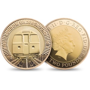 2013 London Underground Train Gold 2 Pounds