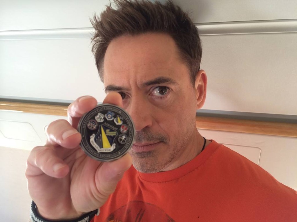 RDJ with a challenge coin