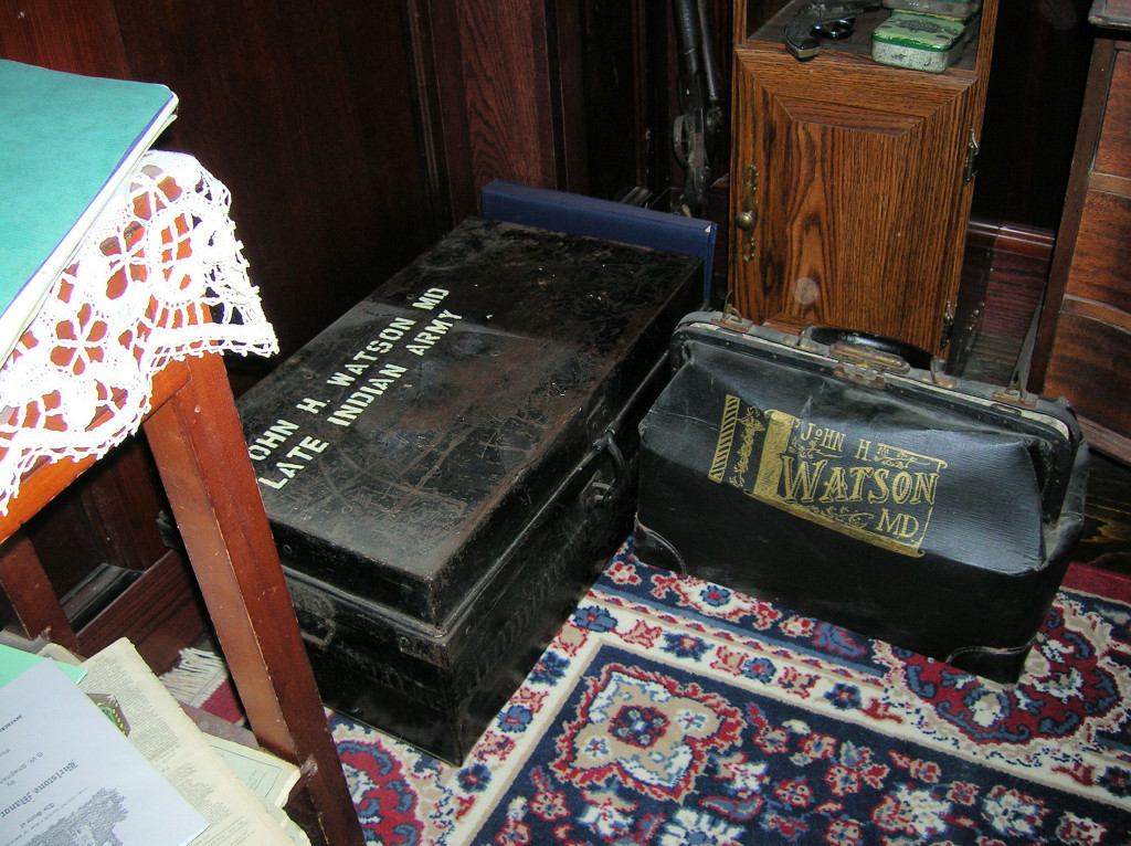 Watson's battered tin dispatch box and medical bag ~ 221B in Reading